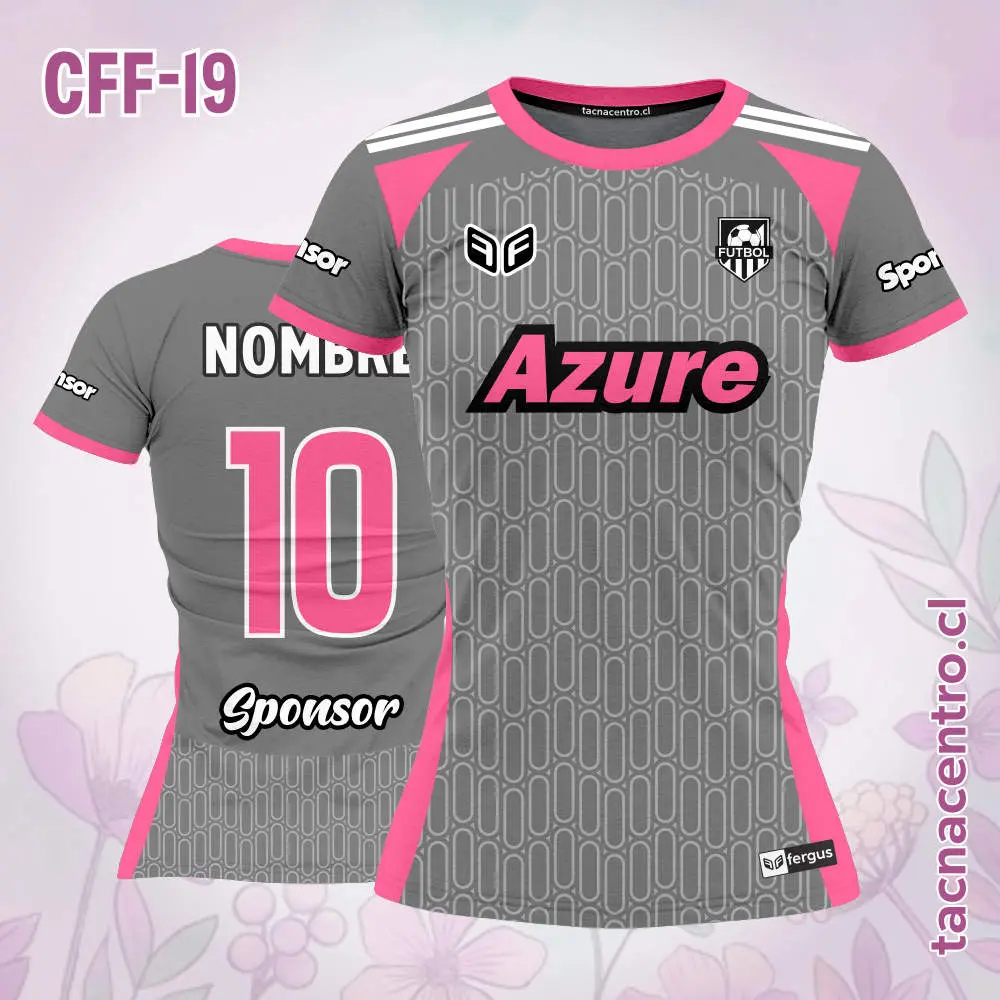 Camiseta de Futbol Femenino Plomo Rosado textura