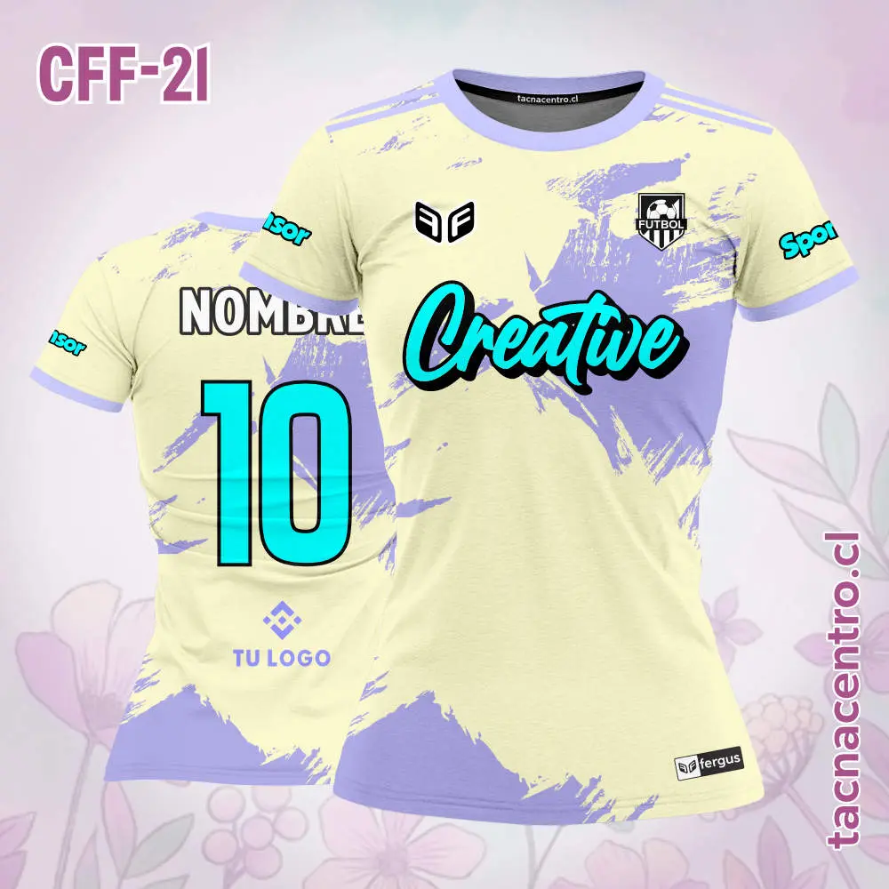 Camiseta de Futbol Femenino Amarillo Pastel Lila