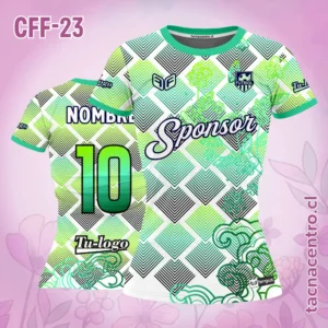 Camiseta de Futbol Femenino verde blanco Flores
