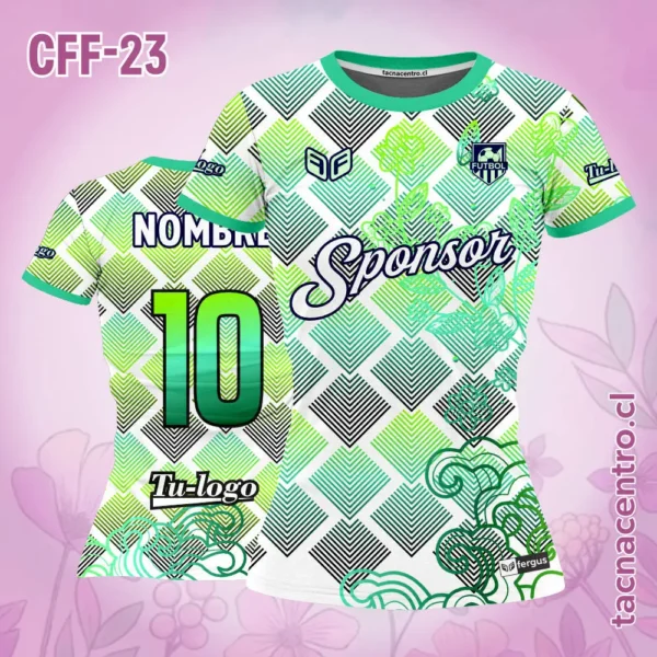 Camiseta de Futbol Femenino Negro Morado Flores 5 Camiseta de Futbol Femenino verde blanco Flores