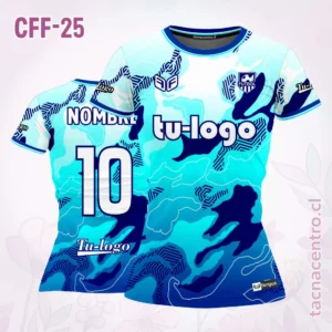 Camiseta de Futbol Femenino celeste con Manchas azules