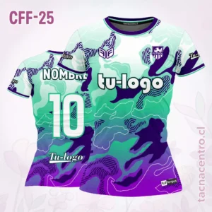 Camiseta de Futbol Femenino verde con Manchas azules