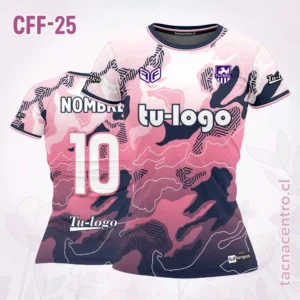 Camiseta de Futbol Femenino rosado con Manchas negras