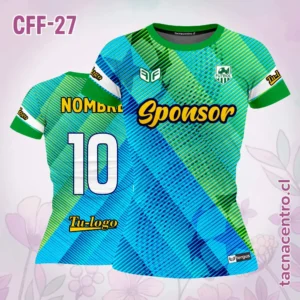 Camiseta de Futbol Femenino verde celeste Puntos