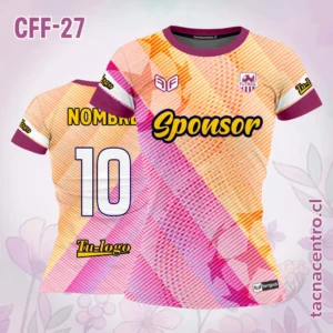 Camiseta de Futbol Femenino naranja rosado Puntos