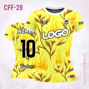 Camiseta de Futbol Femenino amarillo Ramas cafes