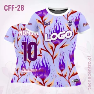 Camiseta de Futbol Femenino lila ramas rojas