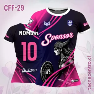 Camiseta de Futbol Femenino Rosado Azul Oscuro