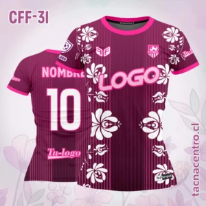 Camiseta de Futbol Femenino rosado Flores Blancas