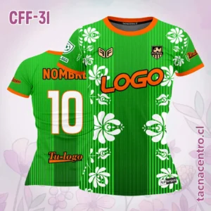 Camiseta de Futbol Femenino verde loro Flores Blancas