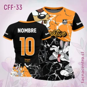 Camiseta de Futbol Femenino naranja Negro Rajaduras