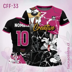 Camiseta de Futbol Femenino rosado Negro Rajaduras