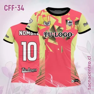 Camiseta de Futbol Femenino amarillo rosado