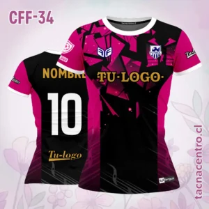 Camiseta de Futbol Femenino rosado negro