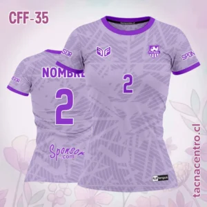 Camiseta de Futbol Femenino morado con rayas