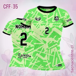 Camiseta de Futbol Femenino verde cuello negro
