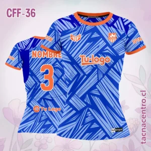 Camiseta de Futbol Femenino azul con Rayas