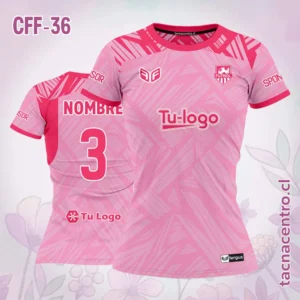 Camiseta de Futbol Femenino Rosado con Rayas