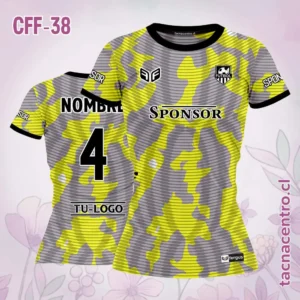Modelos de Camisetas de Futbol Femenino 54 Camiseta de Futbol Femenino Gris Amarillo
