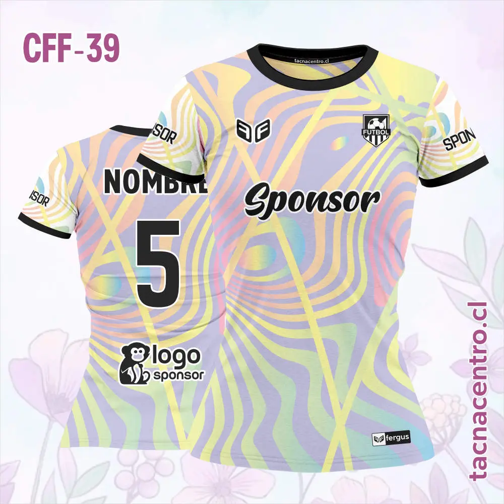 Camiseta de Futbol Femenino Amarillo pastel y Morado