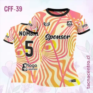 Camiseta de Futbol Femenino amarillo pastel y rosado