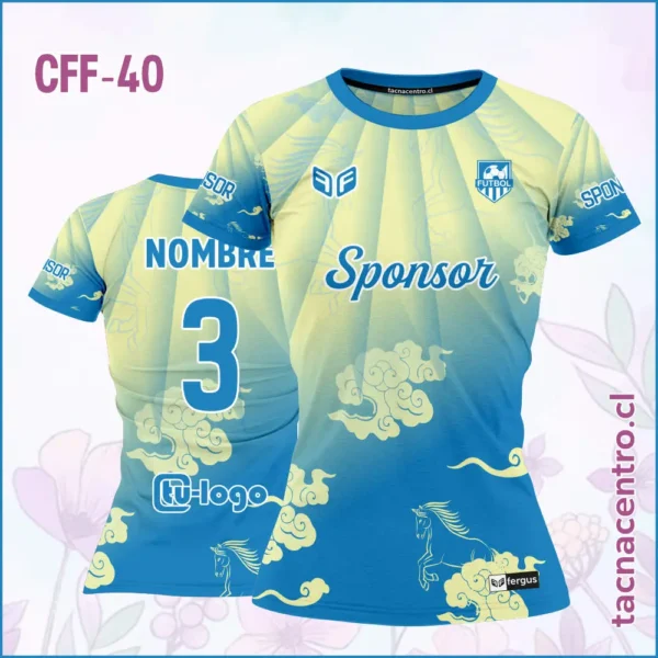 Camiseta de Futbol Femenino Celeste Caballo 2 Camiseta de Futbol Femenino amarillo pastel Celeste Caballo