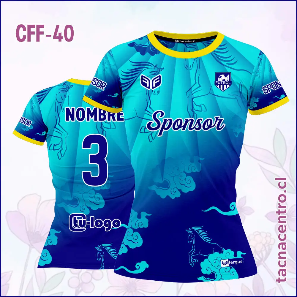 Camiseta de Futbol Femenino Celeste Caballo