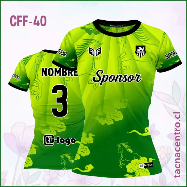 Camiseta de Futbol Femenino Celeste Caballo 5 Camiseta de Futbol Femenino verde caballo nube
