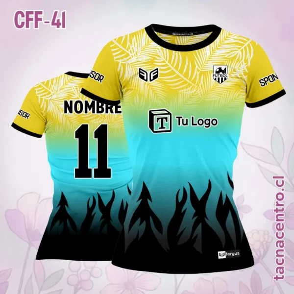 Camiseta de Futbol Femenino Gris Rosado Negro 4 Camiseta de Futbol Femenino amarillo celeste negro