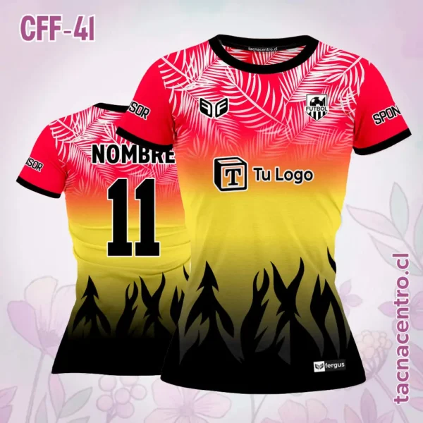 Camiseta de Futbol Femenino Gris Rosado Negro 5 Camiseta de Futbol Femenino rojo amarillo negro