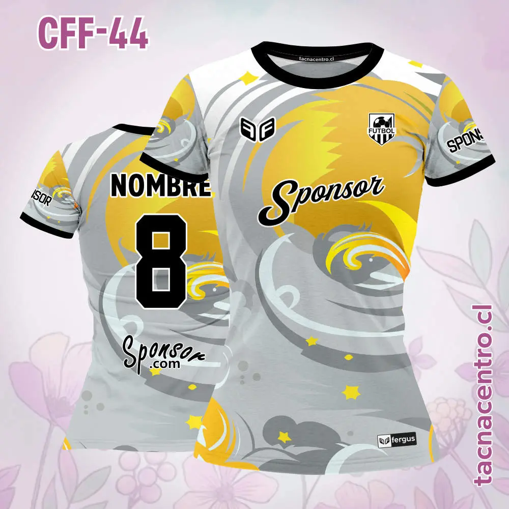 Camiseta de Futbol Femenino Amarillo Gris Negro