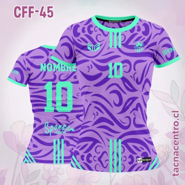 Camiseta de Futbol Femenino Negro con Lineas Rosadas 2 Camiseta de Futbol Femenino lila con Lineas turquesas