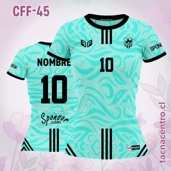 Camiseta de Futbol Femenino Negro con Lineas Rosadas 4 Camiseta de Futbol Femenino turquesa con Lineas negras