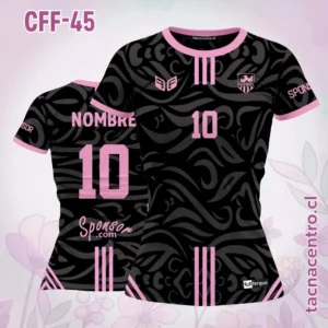 Modelos de Camisetas de Futbol Femenino 75 Camiseta de Futbol Femenino Negro con Lineas Rosadas