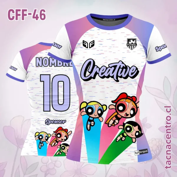 Camiseta de Futbol Femenino Chicas Superpoderosas 2 Camiseta de Futbol Femenino Chicas Superpoderosas morado