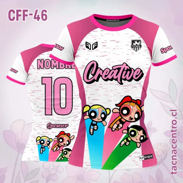 Camiseta de Futbol Femenino Chicas Superpoderosas 1 Camiseta de Futbol Femenino Chicas Superpoderosas rosado