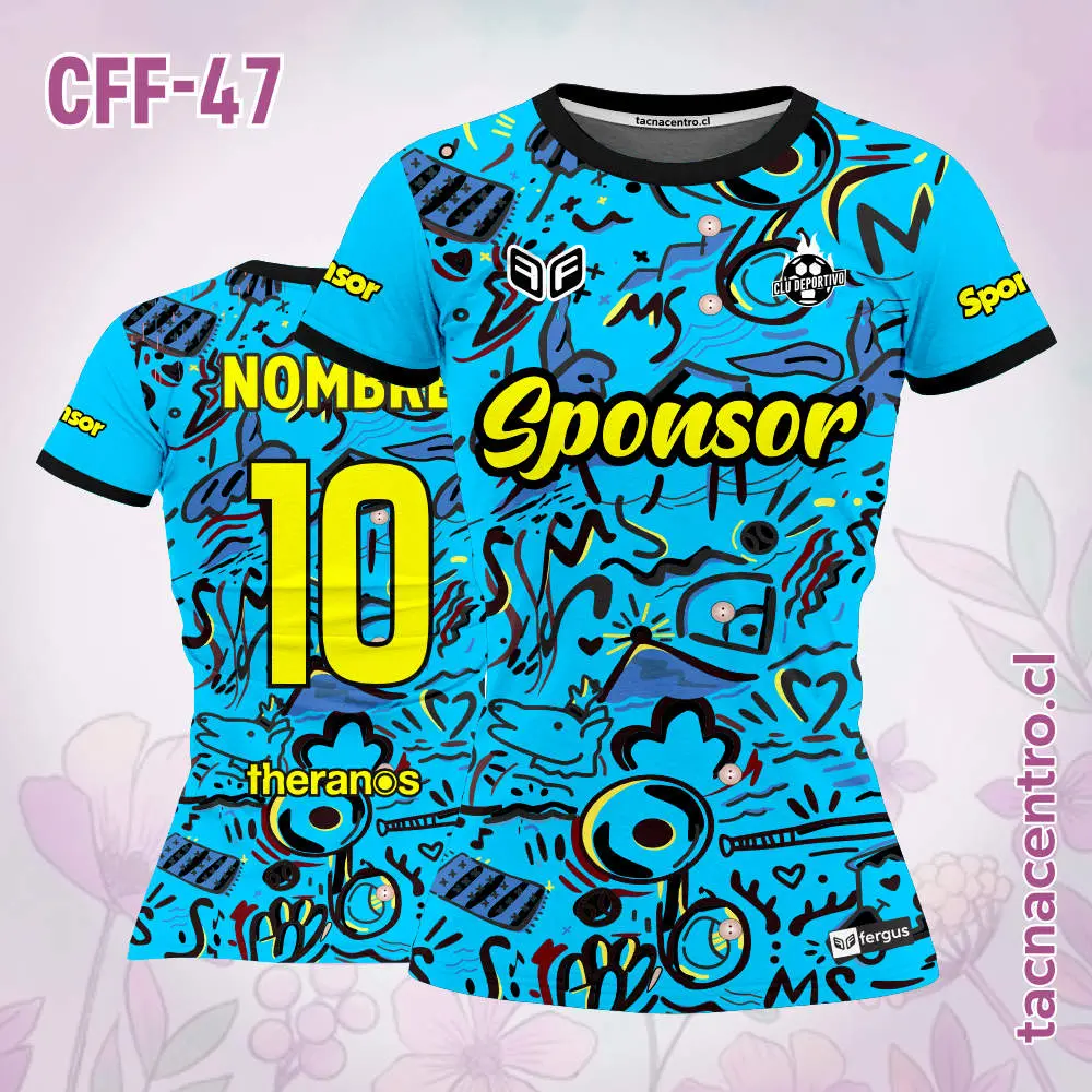 Camiseta de Futbol Femenino Celeste Figuras