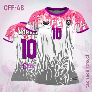 Camiseta de Futbol Femenino rosado blanco gris