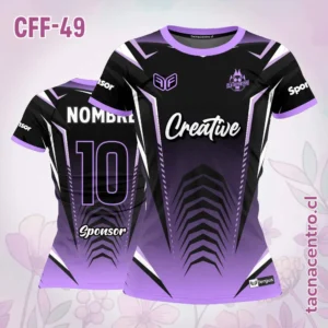 Modelos de Camisetas de Futbol Femenino 69 Camiseta de Futbol Femenino Morado Negro Figuras