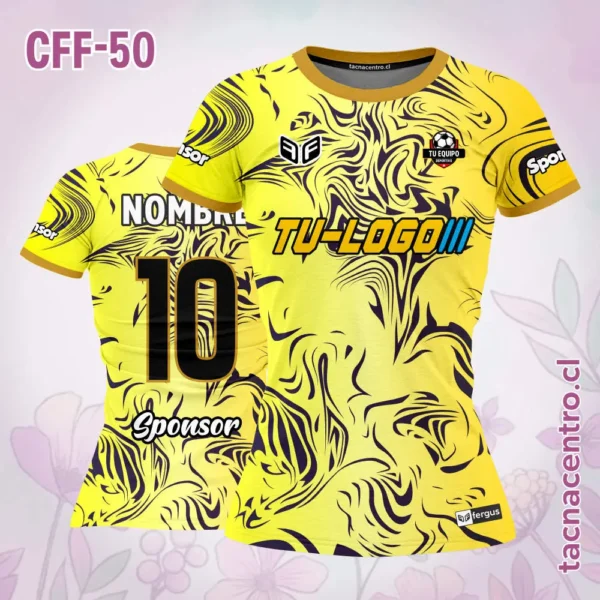 Camiseta de Futbol Femenino Naranja con Manchas Negras 2 Camiseta de Futbol Femenino amarillo con Manchas Negras