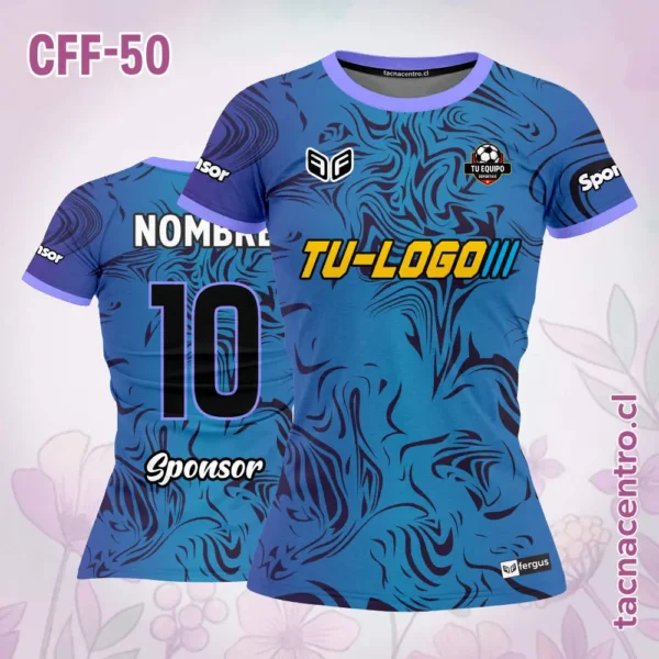 Camiseta de Futbol Femenino Naranja con Manchas Negras 3 Camiseta de Futbol Femenino azul con Manchas Negras