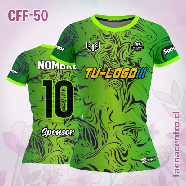 Camiseta de Futbol Femenino Naranja con Manchas Negras 5 Camiseta de Futbol Femenino verde con Manchas Negras