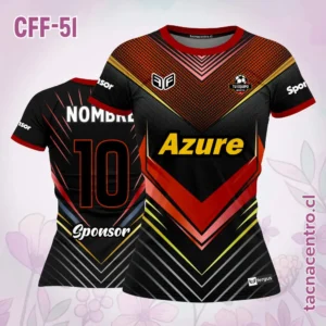 Camiseta de Futbol Femenino Negro guinda