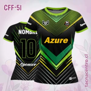 Camiseta de Futbol Femenino Negro verde amarillo