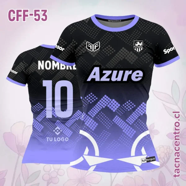 Camiseta de Futbol Femenino Negro Morado Líneas Blancas 4 Camiseta de Futbol Femenino Negro violeta Líneas Blancas
