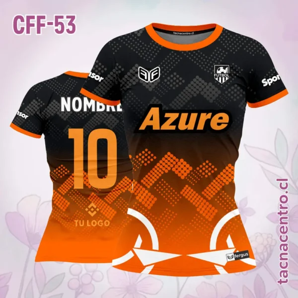 Camiseta de Futbol Femenino Negro Morado Líneas Blancas 5 Camiseta de Futbol Femenino Negro naranaja Líneas Blancas
