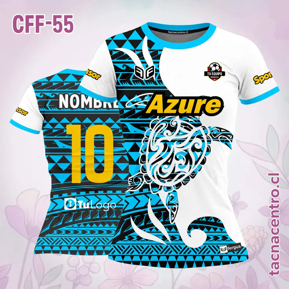 Camiseta de Futbol Femenino Tortuga Celeste Blanco