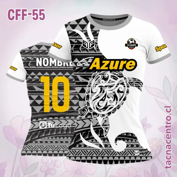 Camiseta de Futbol Femenino Tortuga Celeste Blanco 3 Camiseta de Futbol Femenino Tortuga negro Blanco