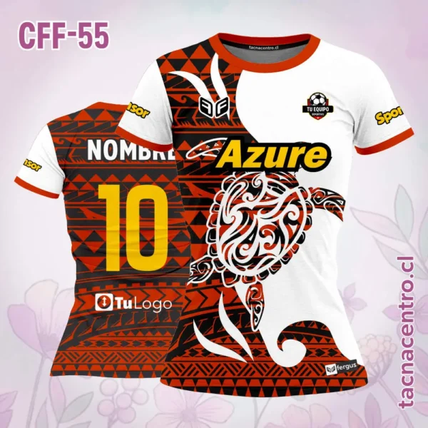 Camiseta de Futbol Femenino Tortuga Celeste Blanco 4 Camiseta de Futbol Femenino Tortuga rojo Blanco
