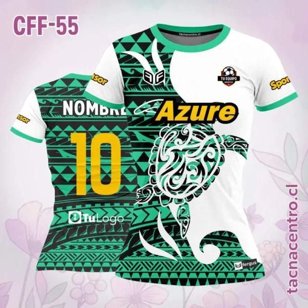 Camiseta de Futbol Femenino Tortuga Celeste Blanco 5 Camiseta de Futbol Femenino Tortuga verde Blanco